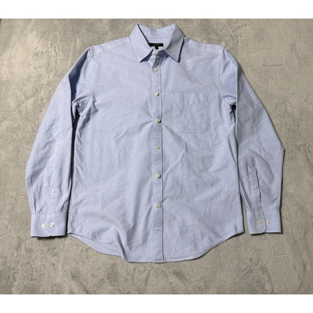 Quince Mens Small 100% Organic Cotton Oxford Shirt Pale Blue